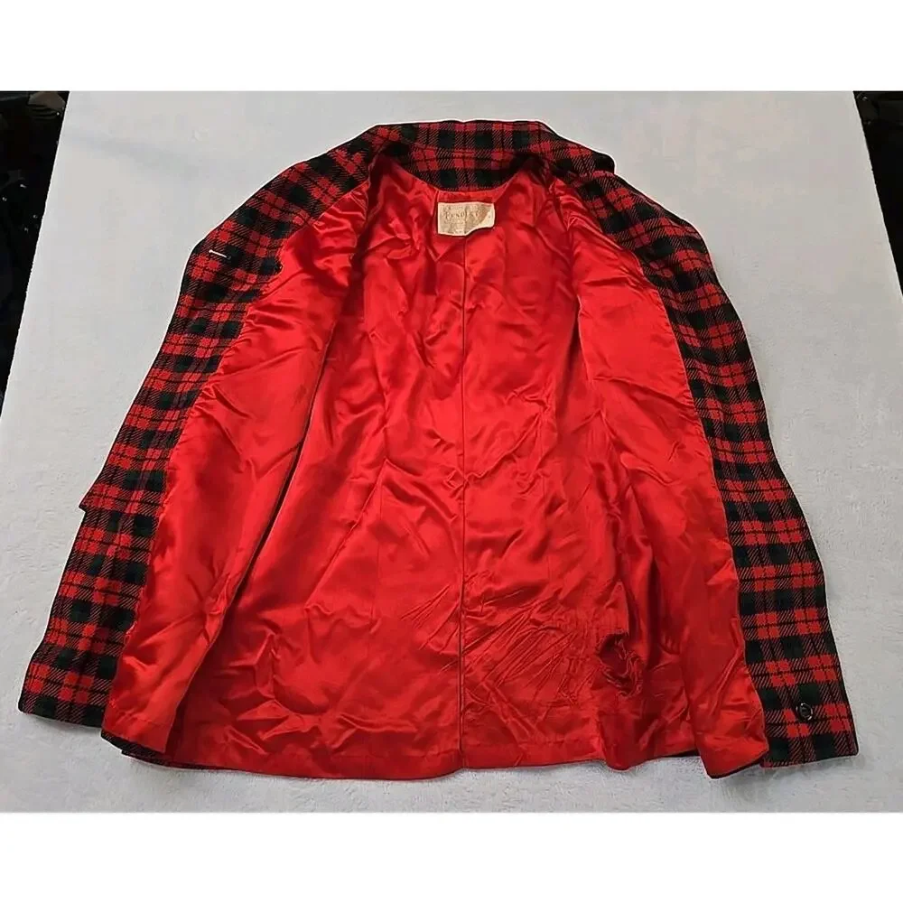 Pendleton Vtg 70s 80s Double Breasted 100% Wool Car Coat Womans Sz 8 Belted USA